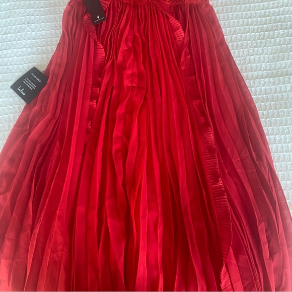Lulu’s Never a Dull Moment Bright Red Tie-Strap Pleated Midi Dress red Small NWT - Picture 10 of 11